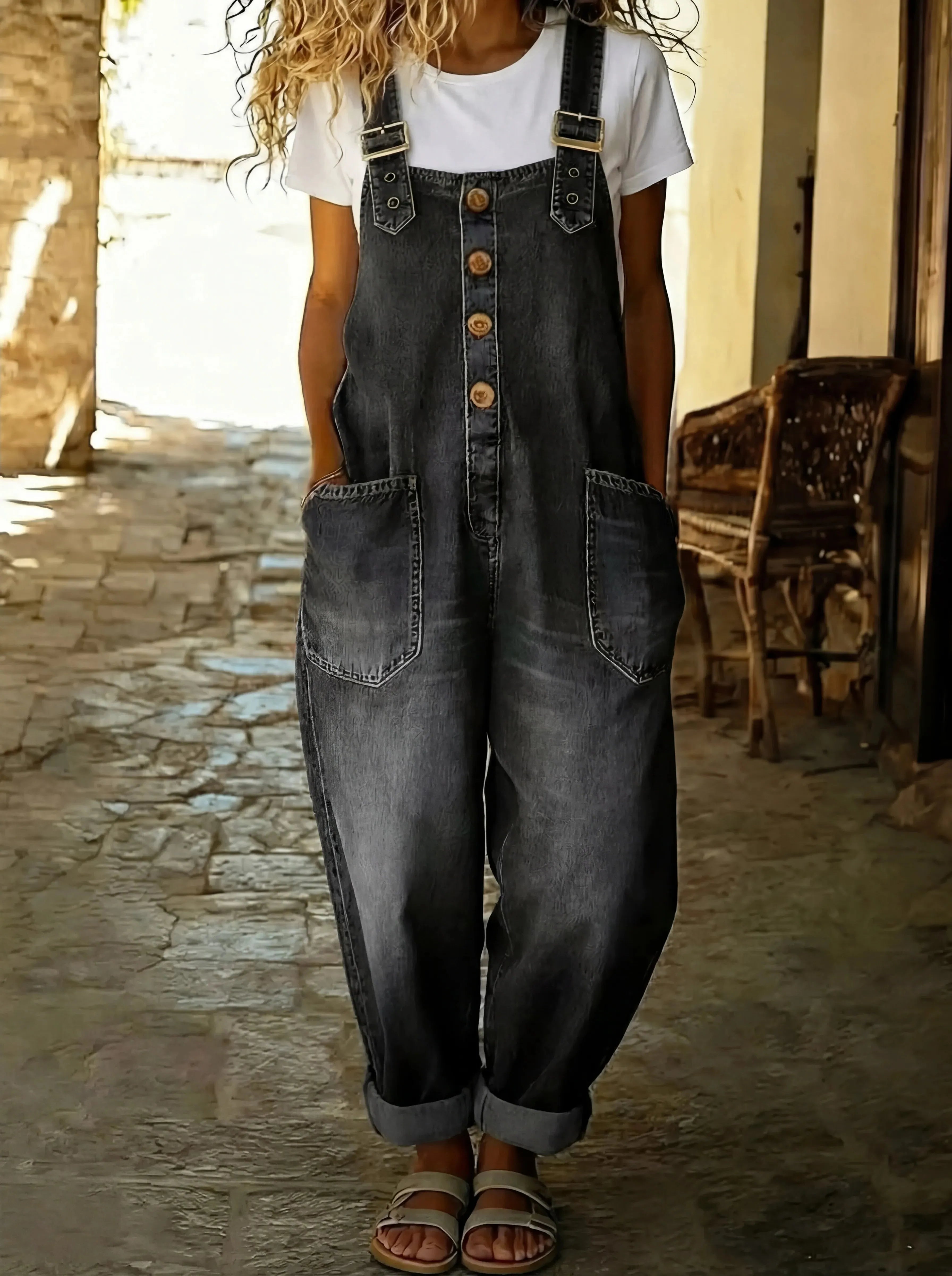 Adjustable Denim Overall Jumpsuit Women UK – Smart Casual Holiday Wear Cocktail