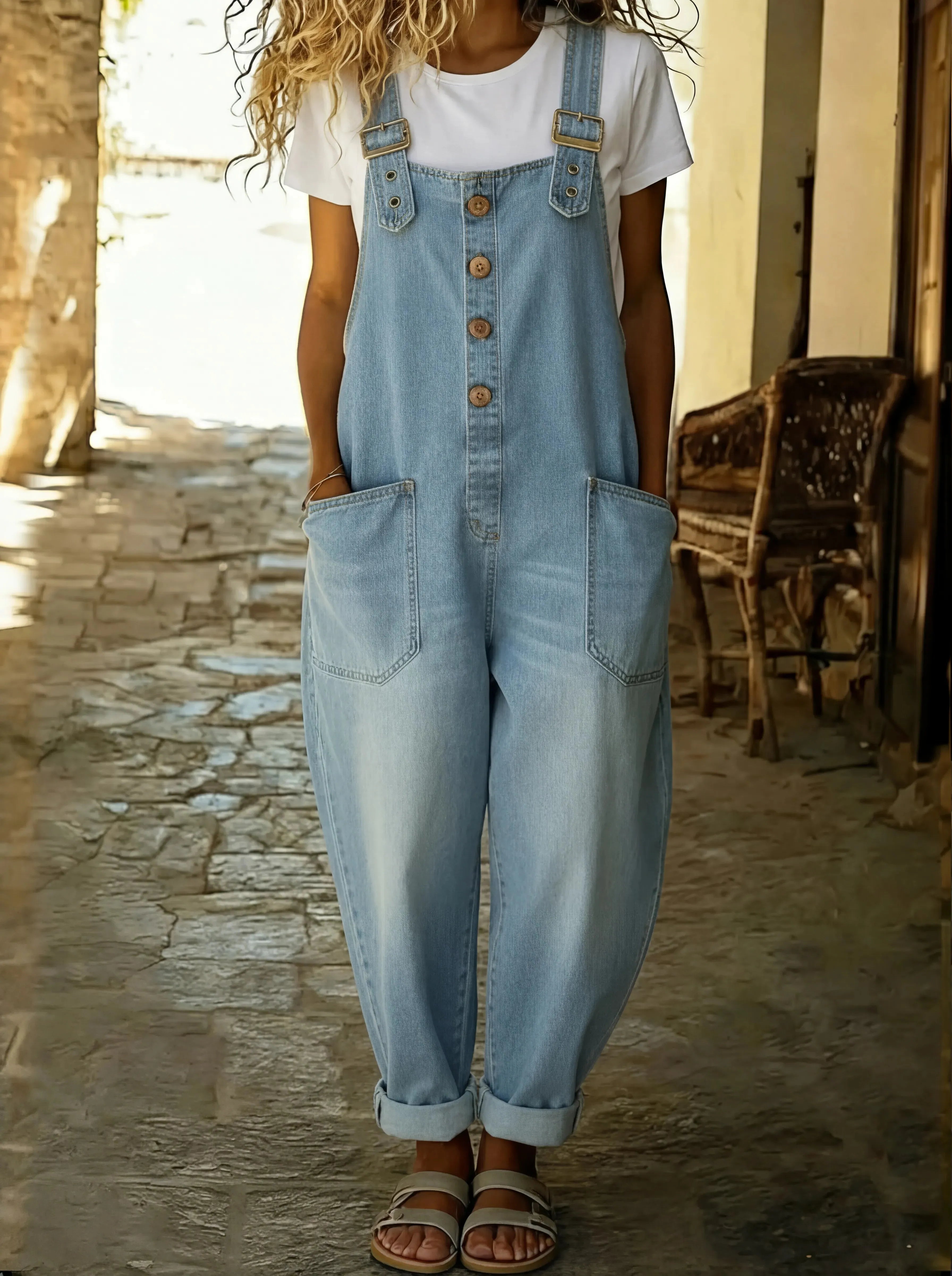 Adjustable Denim Overall Jumpsuit Women UK – Smart Casual Holiday Wear Cocktail
