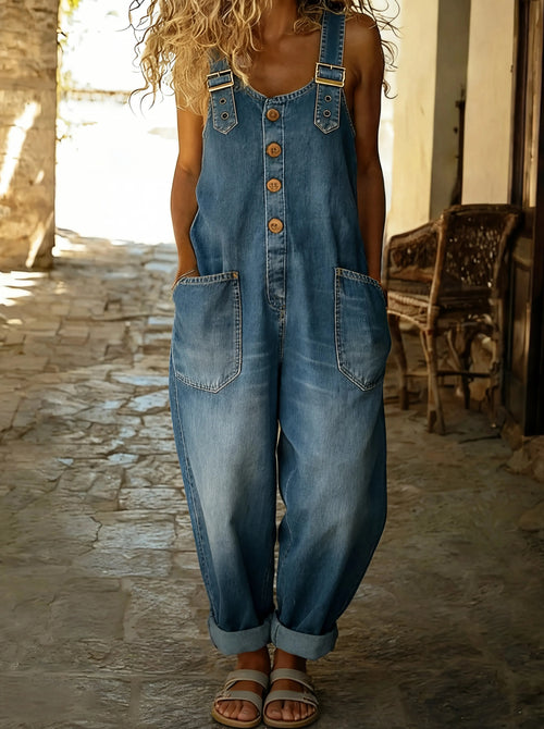 Adjustable Denim Overall Jumpsuit Women UK – Smart Casual Holiday Wear Cocktail
