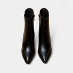 Ankle-High Pointed-Toe Women's Boots with Block Heel and Zig-Zag Stitching for Casual or Dressy Occasions