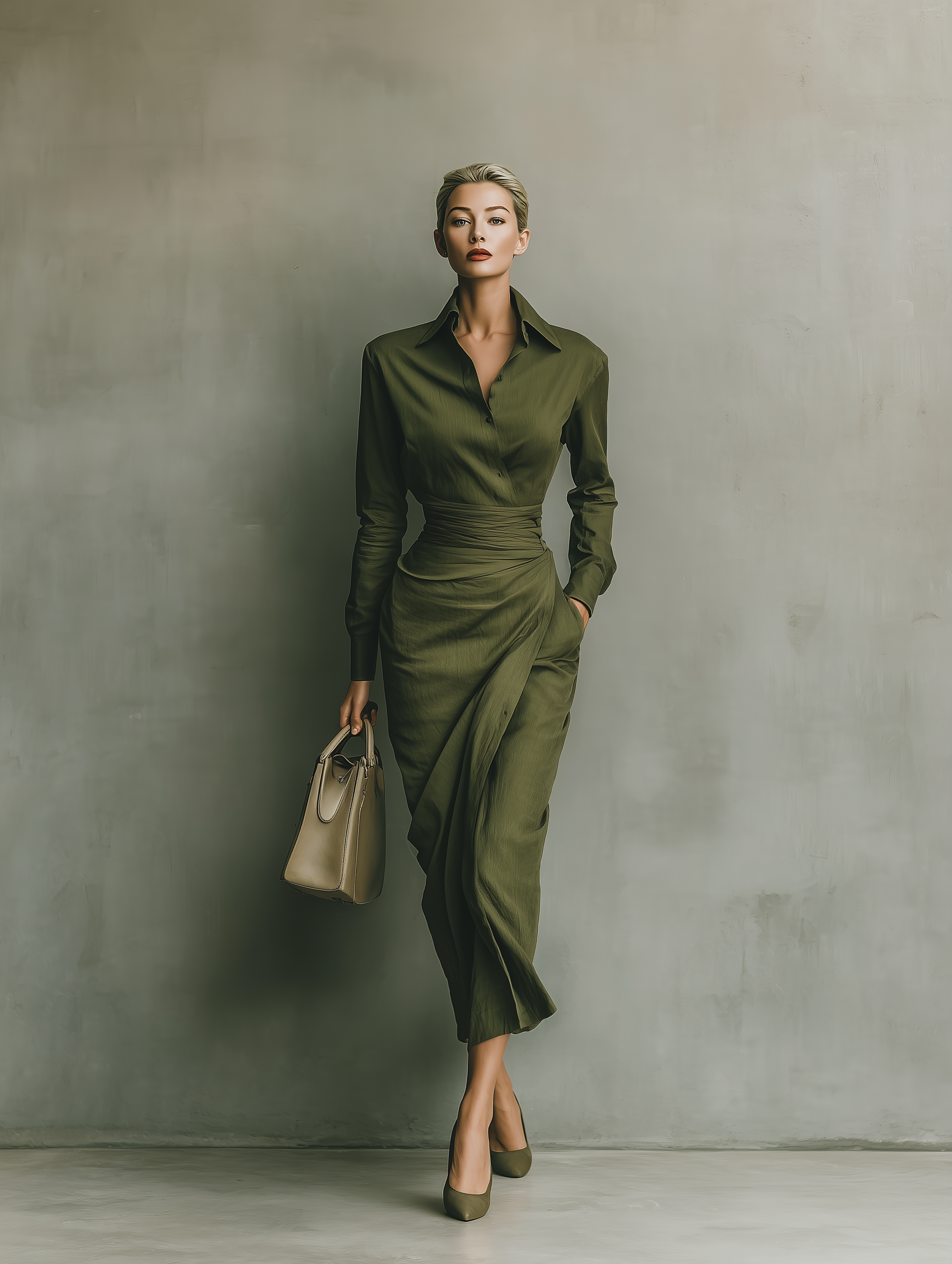 Army Green Cotton Blended Maxi Dress Women UK – Wedding Guest Garden Party Evening Gown, Cocktail Attire