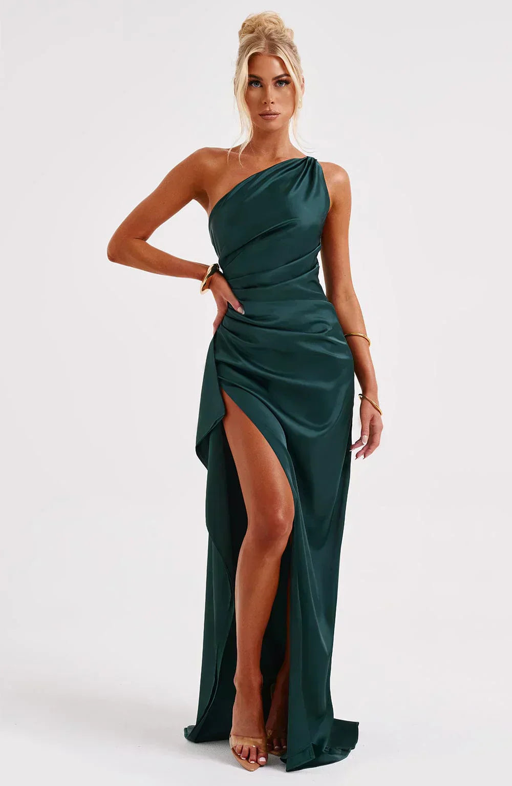 Asymmetric Slit Maxi Evening Dress for Women - Warm-Season Party Wear