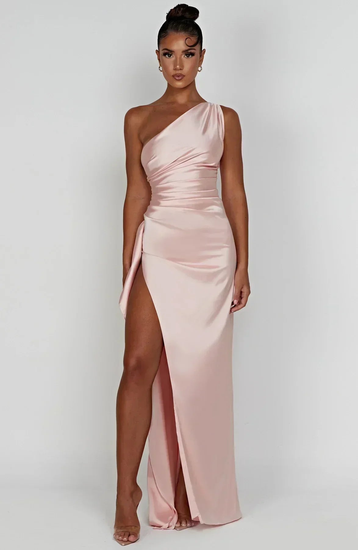 Asymmetric Slit Maxi Evening Dress for Women - Warm-Season Party Wear
