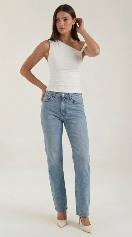 Asymmetrical Women's Top - Lightweight Fabric - Casual Style - Perfect for Everyday Wear - Available in Multiple Colors