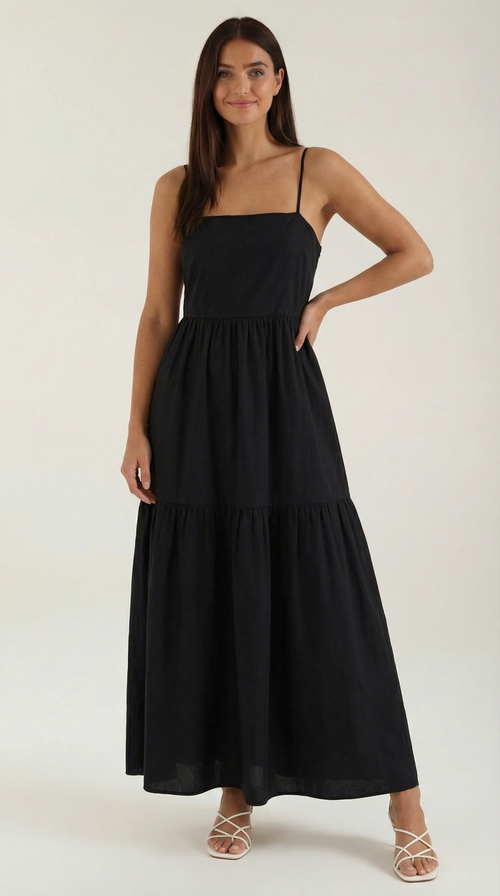 Backless Maxi Dress for Women - Lightweight Fabric, Elegant Design for Summer Events and Casual Outings