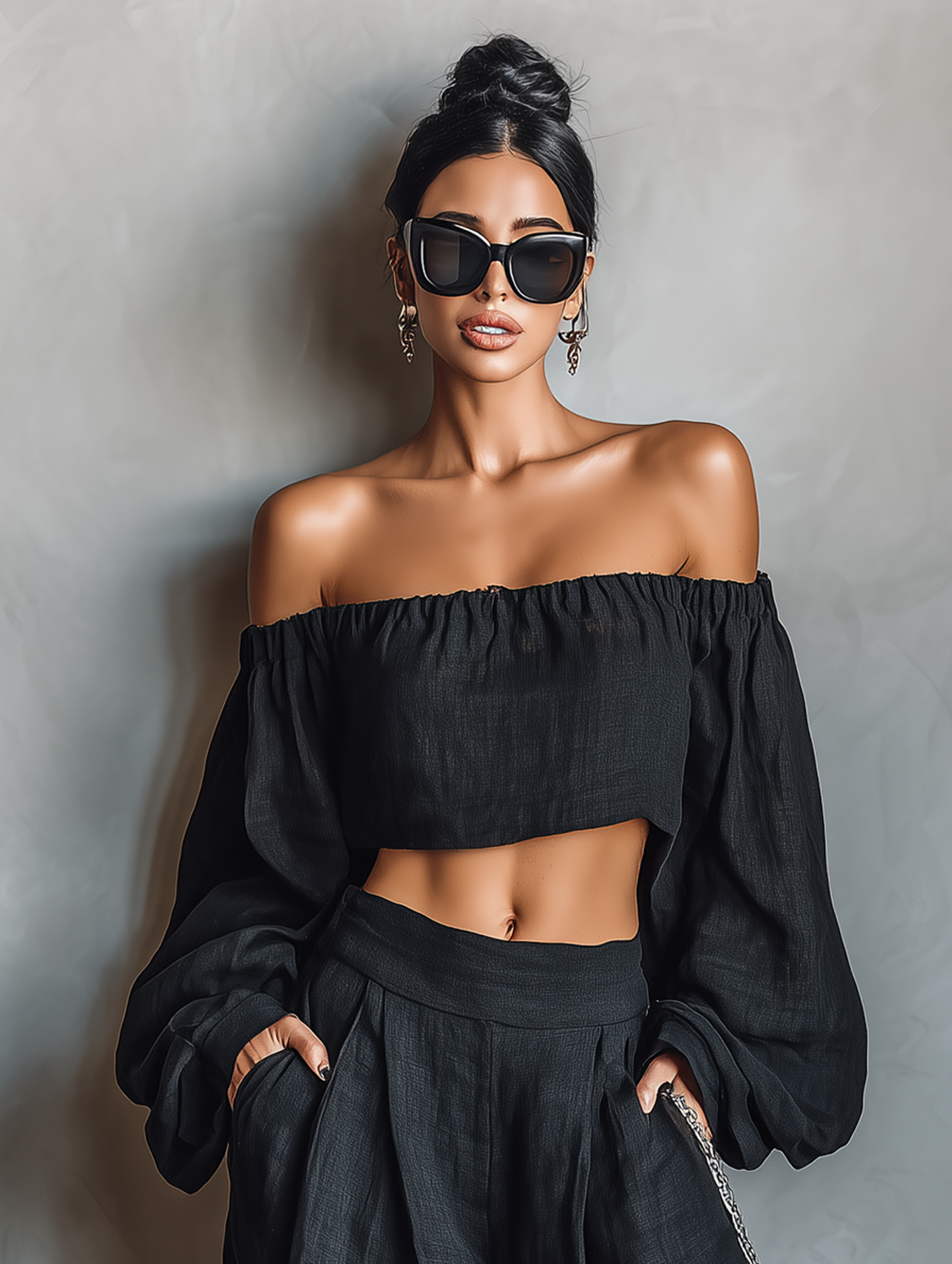 Beige Linen Blend Strapless Blouse and Wide-leg Trousers Set Women UK – Summer Outfit Brunch Holiday Outfit
