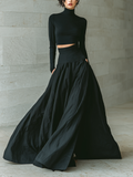 Black Fitted Turtleneck Cropped Top Women UK – Smart Casual Brunch Office Wear
