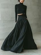 Black Fitted Turtleneck Cropped Top Women UK – Smart Casual Brunch Office Wear