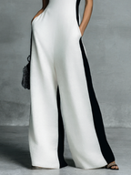 Black and White Cotton Linen Jumpsuit for Women UK – Smart Casual Holiday Wear, Cocktail