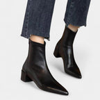Block-Heel Ankle Boots for Women - Stylish Faux Leather Footwear for Everyday Wear