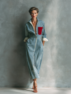 Blue And White Cotton Blend Striped Shirt Dress Women UK – Smart Casual Holiday Wear Brunch
