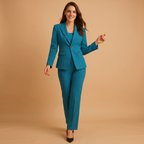 Blue Ladies Trouser Suit UK – Women's Blazer & Pants Set, Office Wear Workwear Formal Occasion