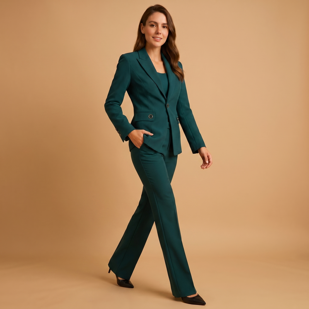 Blue Ladies Trouser Suit UK – Women's Blazer & Pants Set, Office Wear Workwear Formal Occasion