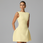 Boat Neck A-Line Mini Dress in Soft Cotton for Casual Summer Outings and Events
