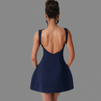 Boat Neck A-Line Mini Dress in Soft Cotton for Casual Summer Outings and Events