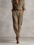 Brown Tweed Utility Jumpsuit for Women UK – Smart Casual Holiday Wear, Wedding Guest