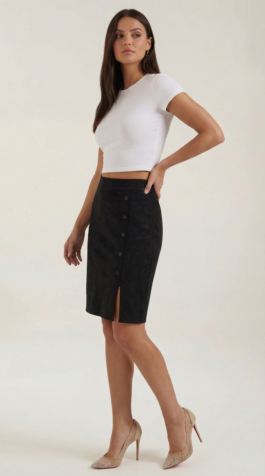 Buttoned Skirt in Soft Fabric - Casual Chic Style for Everyday Wear