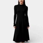 Cashmere Merino Wool Mock Neck Sweater Dress for Women – Cozy Knit Dress for Casual or Formal Wear