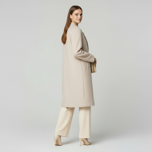 Chic Women's Tailored Wool Coat - Single Button Design for Stylish Outerwear in Cold Weather