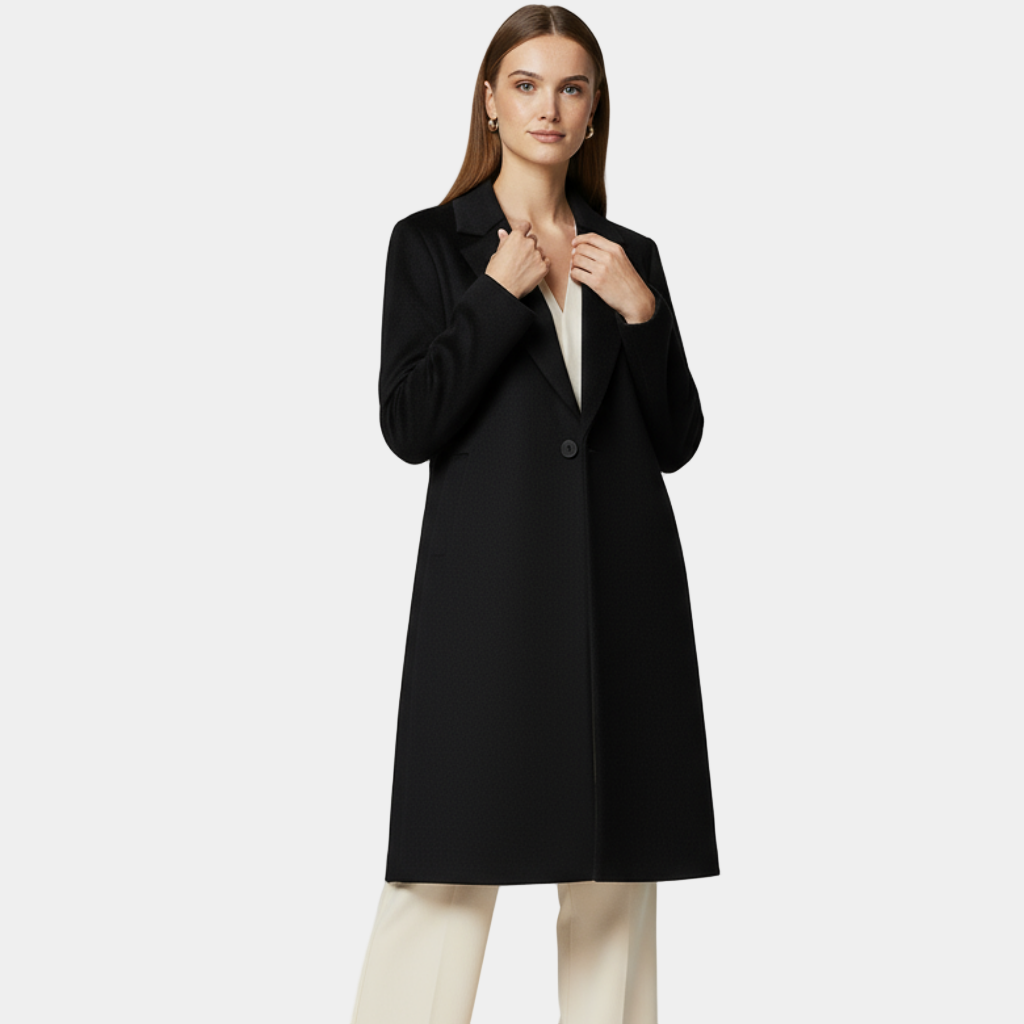 Chic Women's Tailored Wool Coat - Single Button Design for Stylish Outerwear in Cold Weather