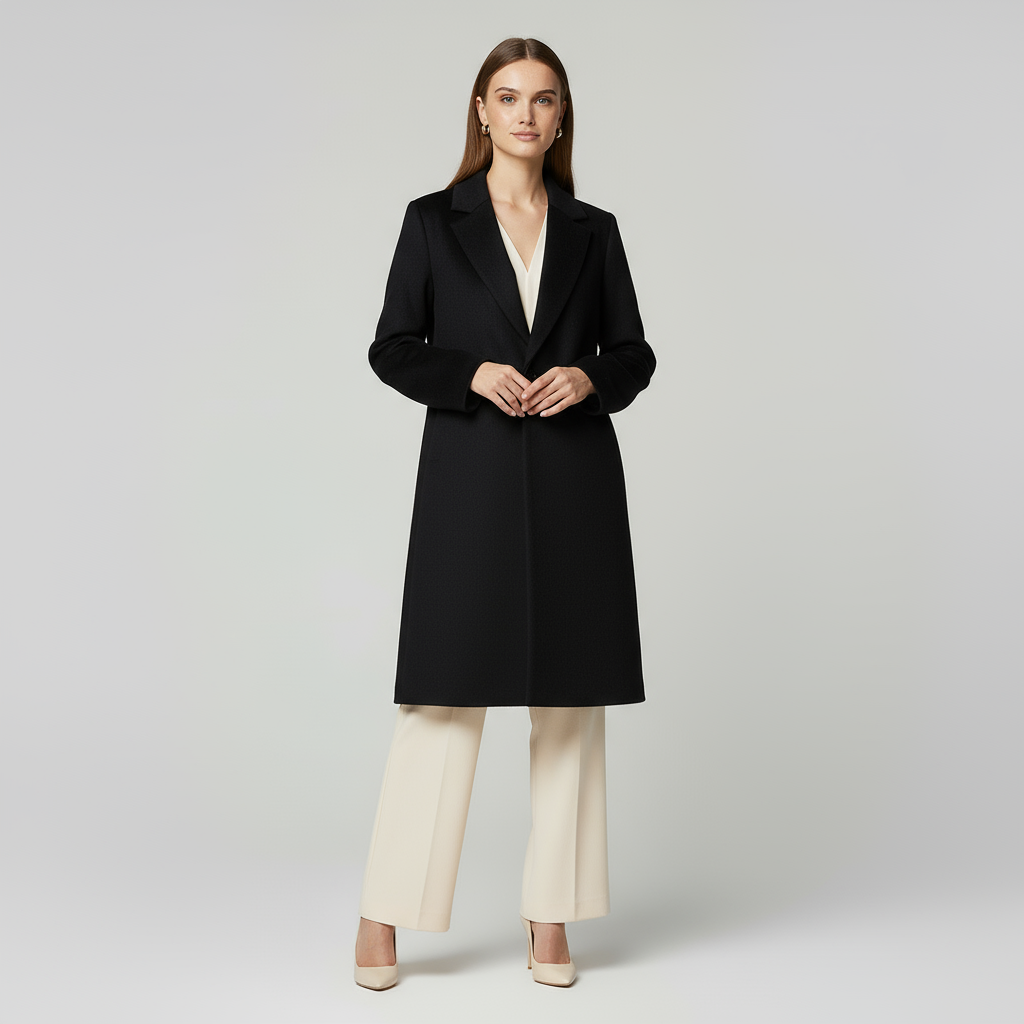 Chic Women's Tailored Wool Coat - Single Button Design for Stylish Outerwear in Cold Weather