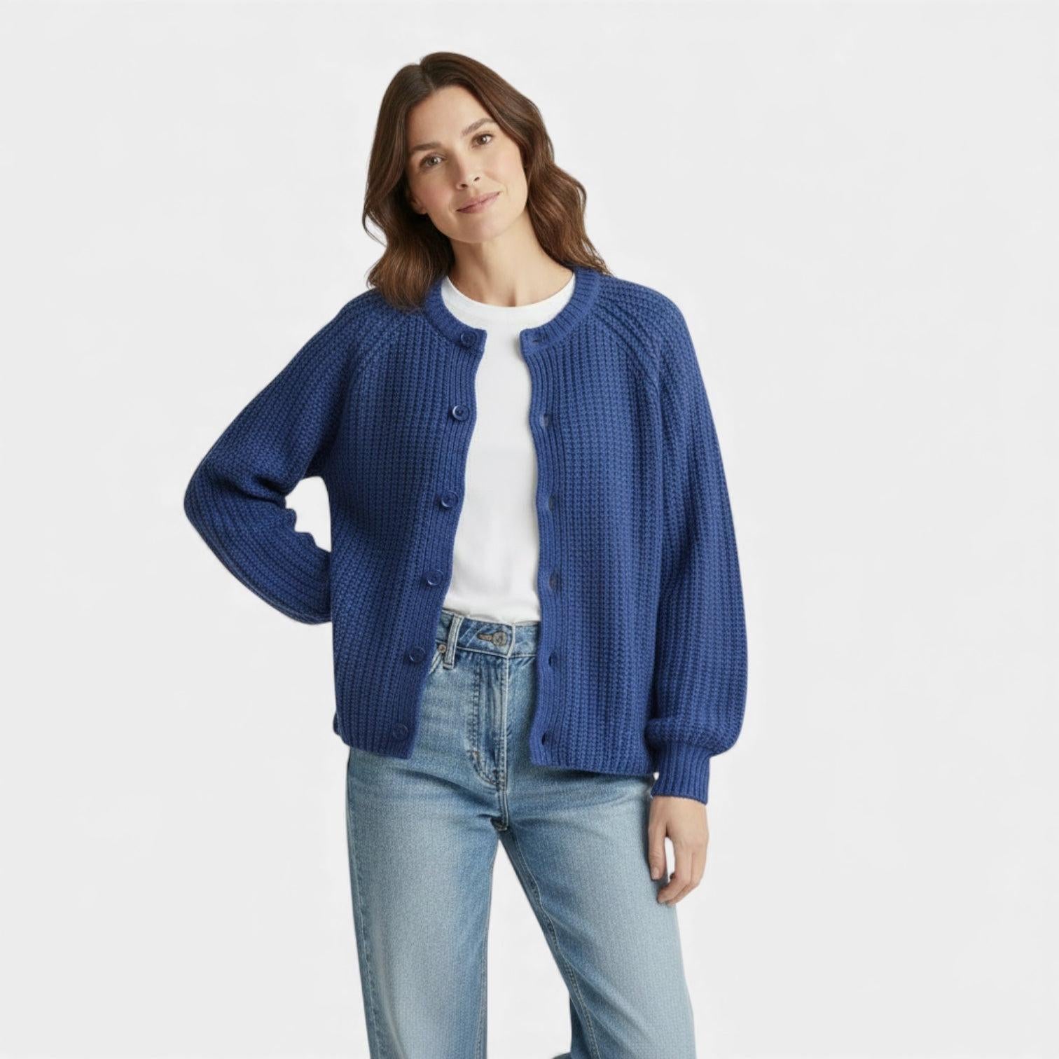 Chunky Waffle Knit Cardigan for Women – Button Front, Cozy Layering Piece for Casual Wear