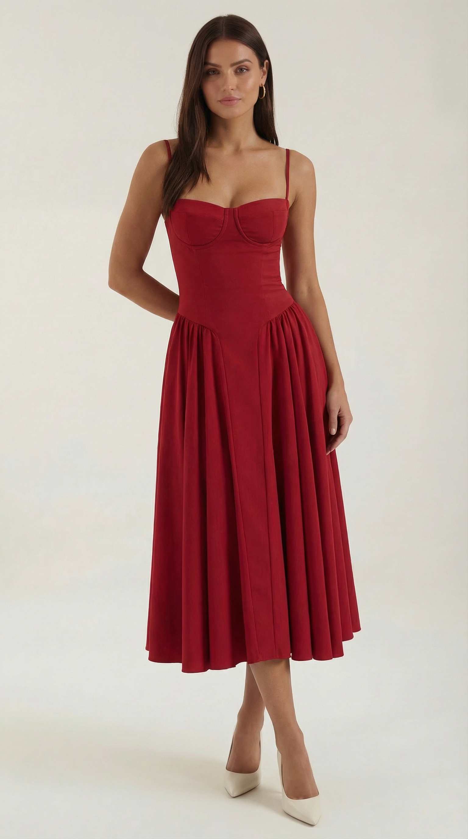 Corset Midi Dress in Elegant Fabric - Perfect for Formal Events and Special Occasions