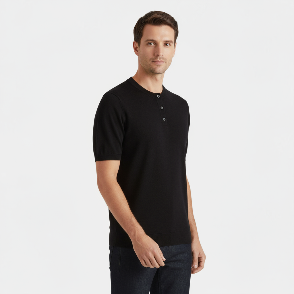 Cotton Henley T-Shirt for Men - Casual Short Sleeve Top for Everyday Wear in Various Colors and Sizes
