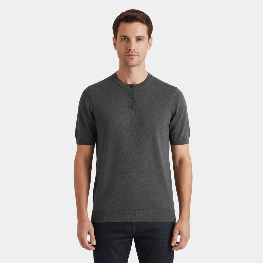 Cotton Henley T-Shirt for Men - Casual Short Sleeve Top for Everyday Wear in Various Colors and Sizes