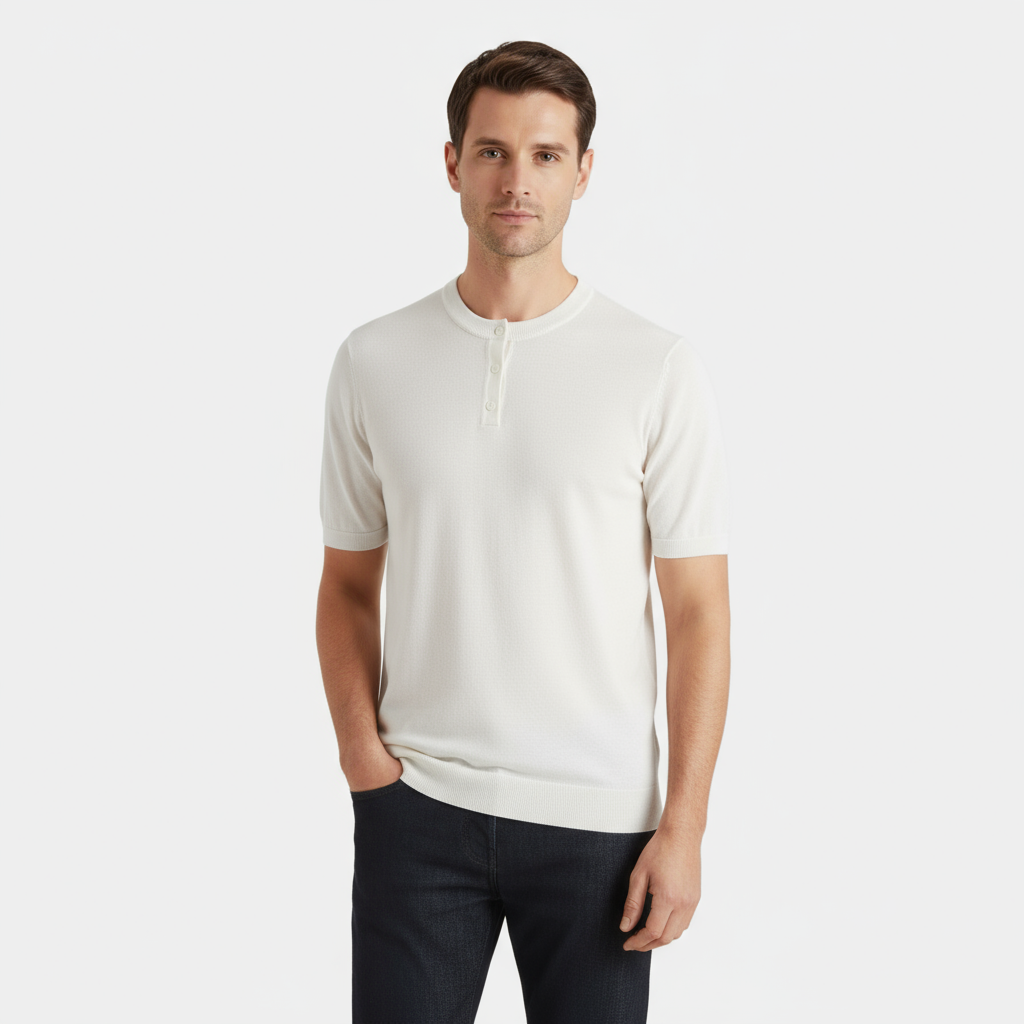 Cotton Henley T-Shirt for Men - Casual Short Sleeve Top for Everyday Wear in Various Colors and Sizes