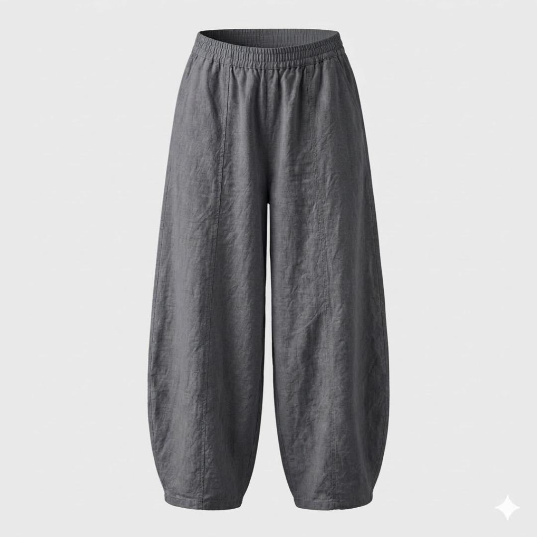 Cotton Linen High Waist Lantern Trousers for Women - Casual Chic Style
