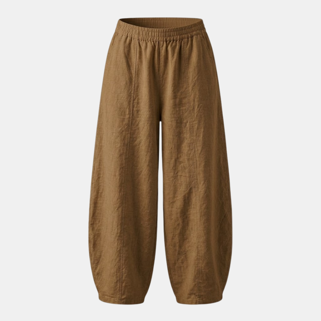 Cotton Linen High Waist Lantern Trousers for Women - Casual Chic Style