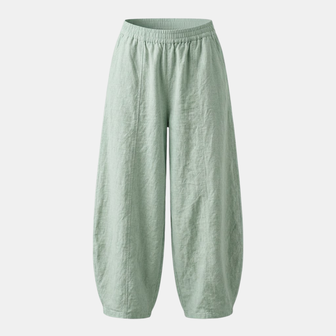 Cotton Linen High Waist Lantern Trousers for Women - Casual Chic Style