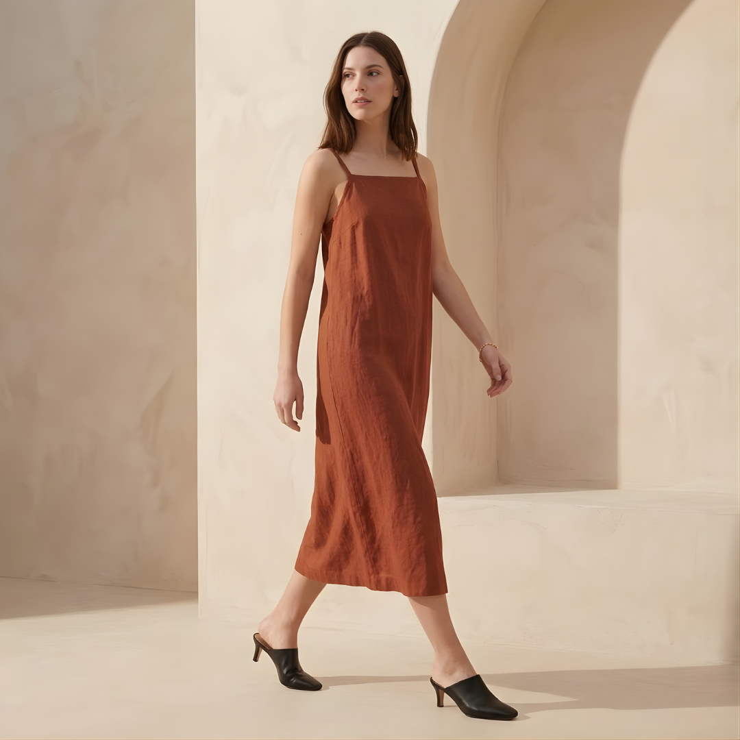 Cotton Linen Slip Dress for Women with Pockets - Casual Summer Wear