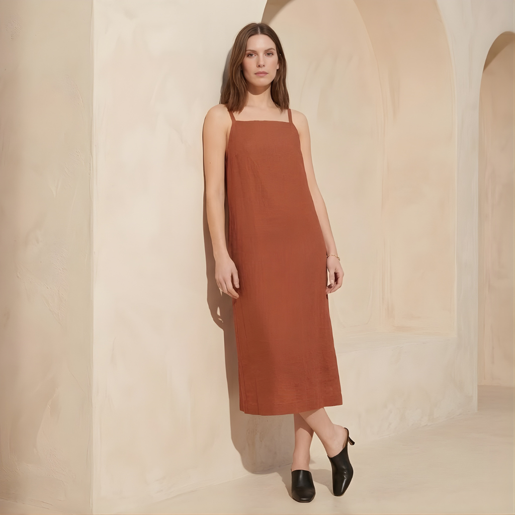 Cotton Linen Slip Dress for Women with Pockets - Casual Summer Wear