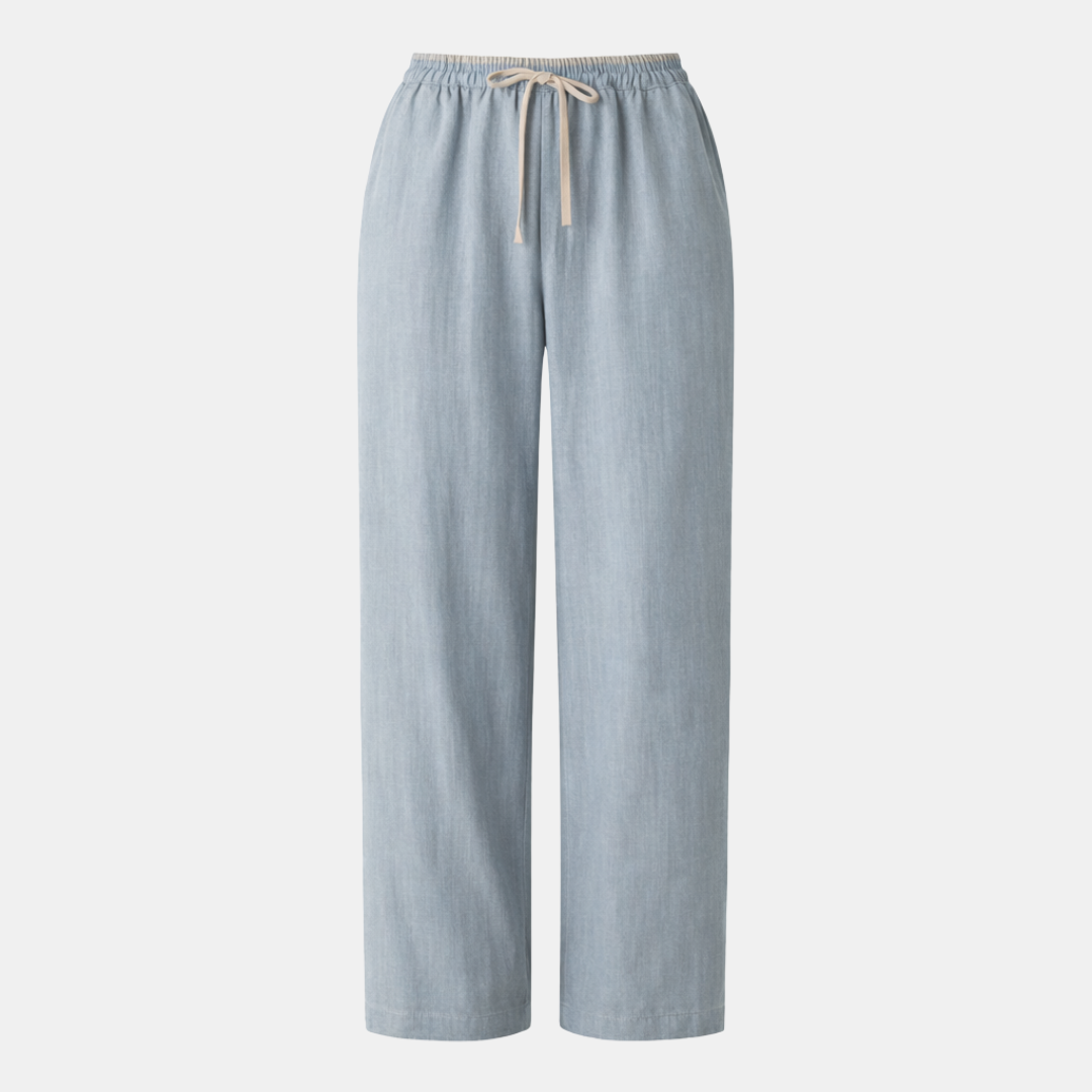 Cotton Linen Women's Drawstring Trousers with Pockets for Casual Wear