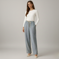 Cotton Linen Women's Drawstring Trousers with Pockets for Casual Wear