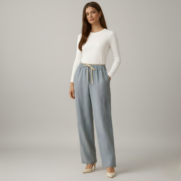 Cotton Linen Women's Drawstring Trousers with Pockets for Casual Wear