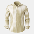 Cotton Striped Collared Shirt for Men - Casual Wear, Short Sleeve