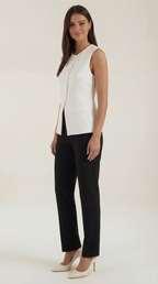 Cotton Tank Top with Button Details - Lightweight Sleeveless Shirt for Casual Everyday Wear