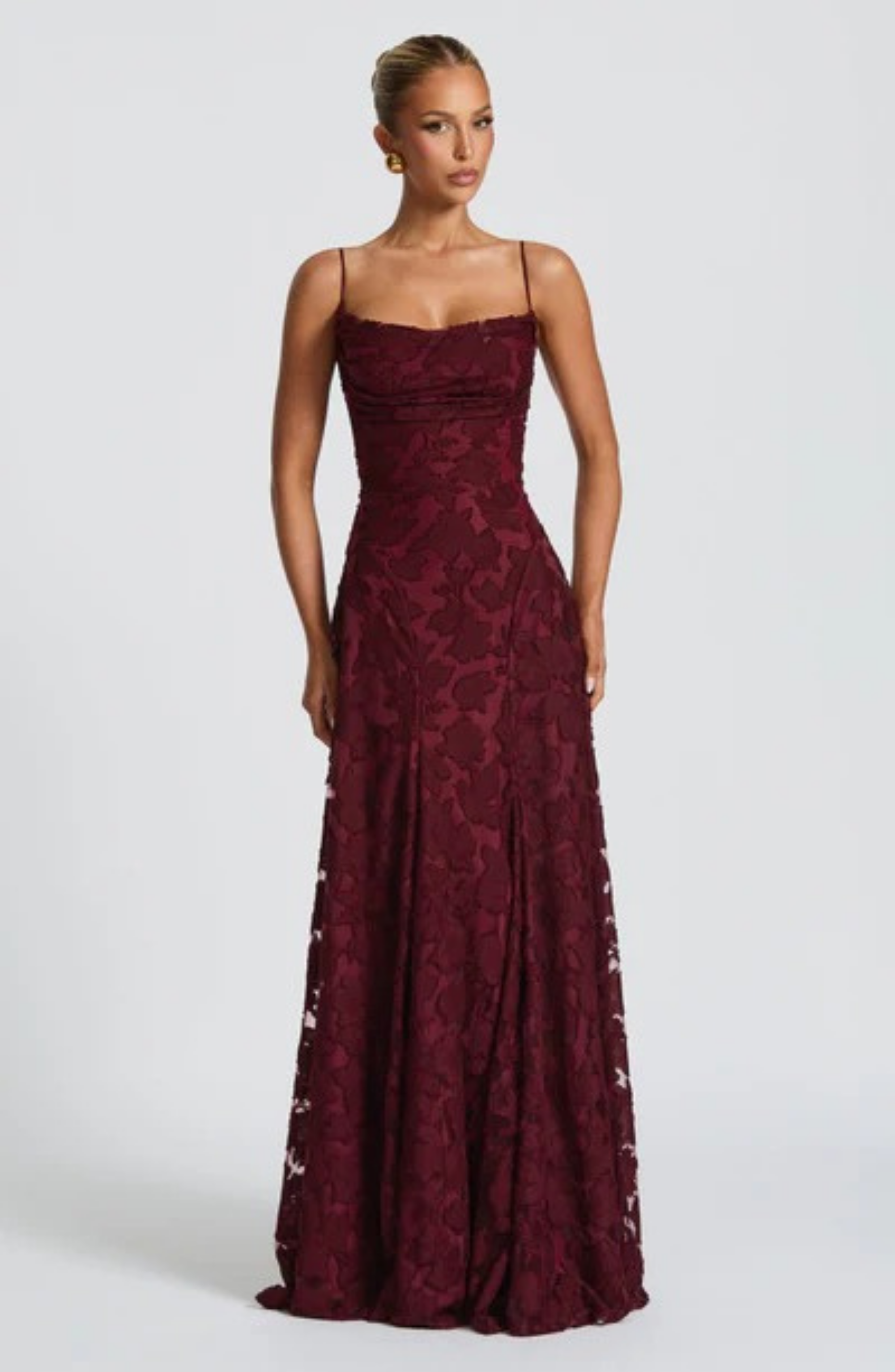 Crimson Midi Dress in Soft Fabric - Elegant Evening Wear for Special Occasions