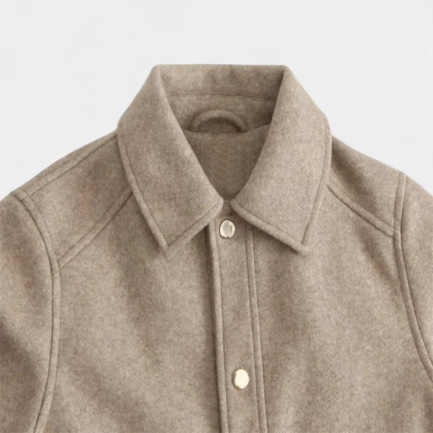 Cropped Wool-Blend Jacket for Women - Stylish Warm Outerwear for Casual and Chic Looks