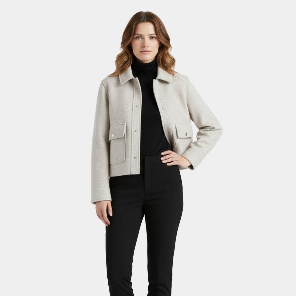 Cropped Wool-Blend Jacket for Women - Stylish Warm Outerwear for Casual and Chic Looks