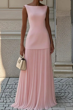 Elegant Pleated Maxi Dress for Women | Formal Evening Wear in Chiffon