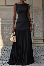 Elegant Pleated Maxi Dress for Women | Formal Evening Wear in Chiffon