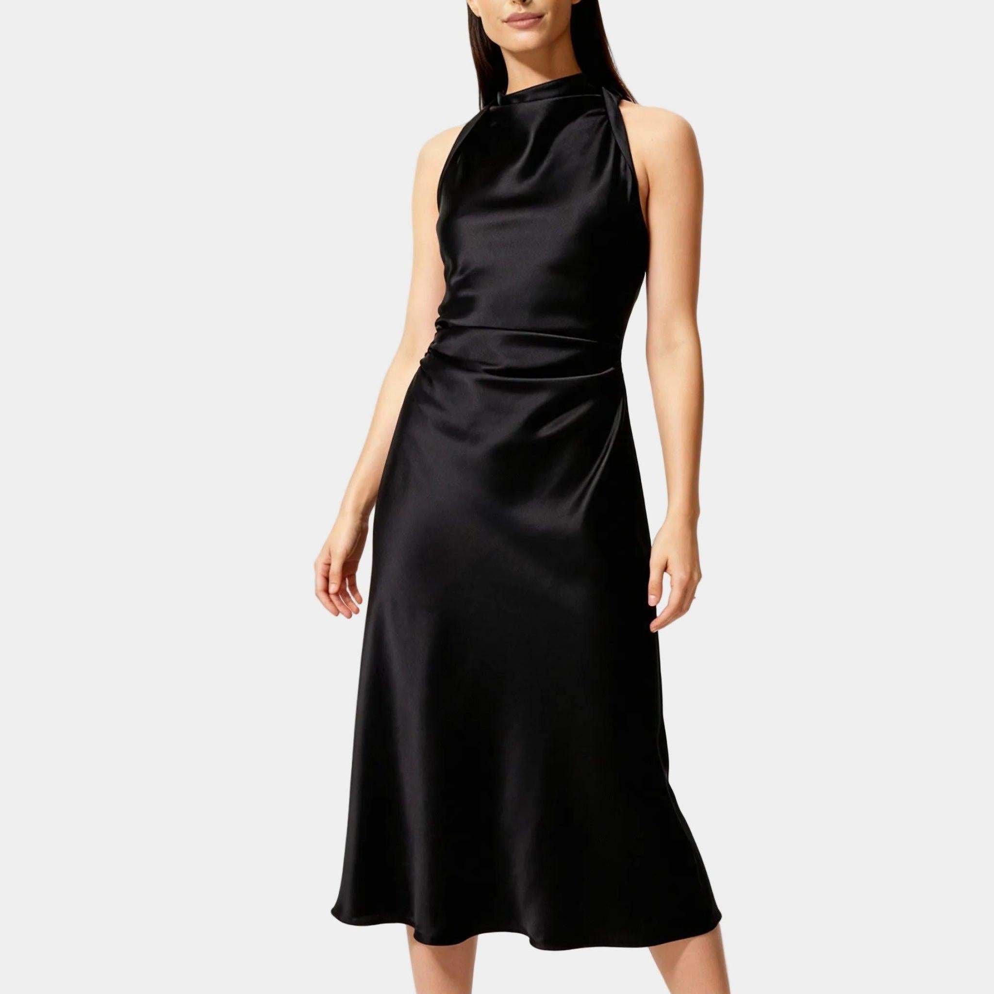 Elegant Satin Midi Dress for Women - Evening Wear, Perfect for Parties and Special Occasions
