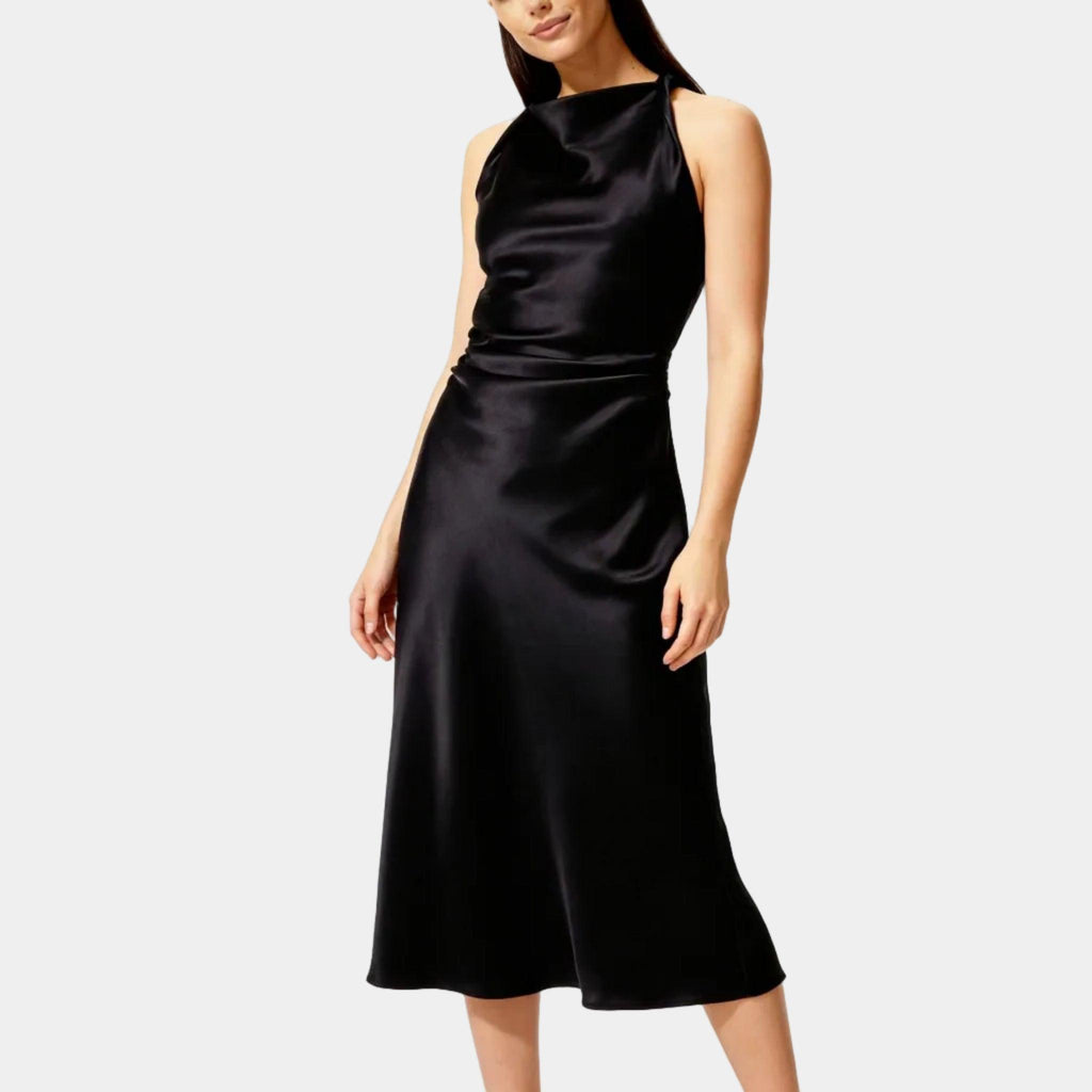 Elegant Satin Midi Dress for Women - Evening Wear, Perfect for Parties and Special Occasions