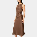 Elegant Satin Midi Dress for Women - Evening Wear, Perfect for Parties and Special Occasions