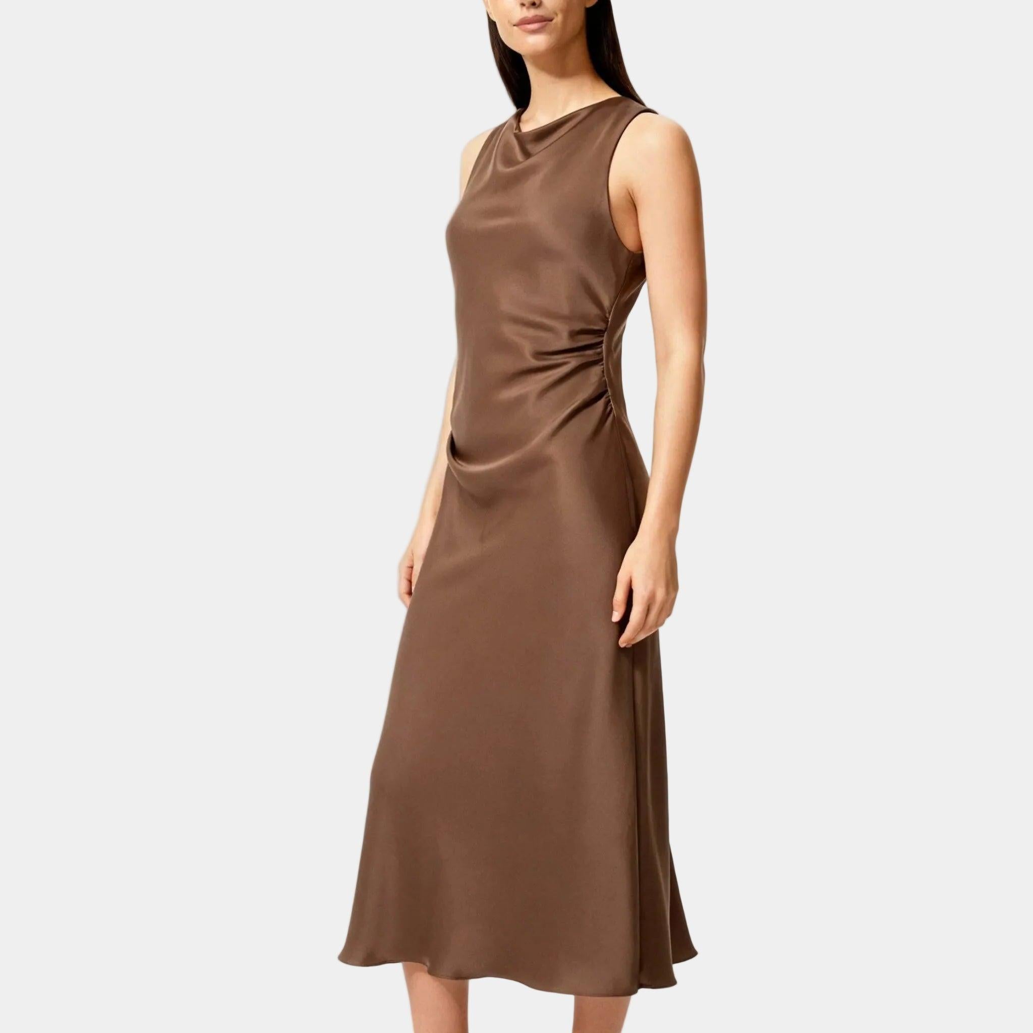 Elegant Satin Midi Dress for Women - Evening Wear, Perfect for Parties and Special Occasions