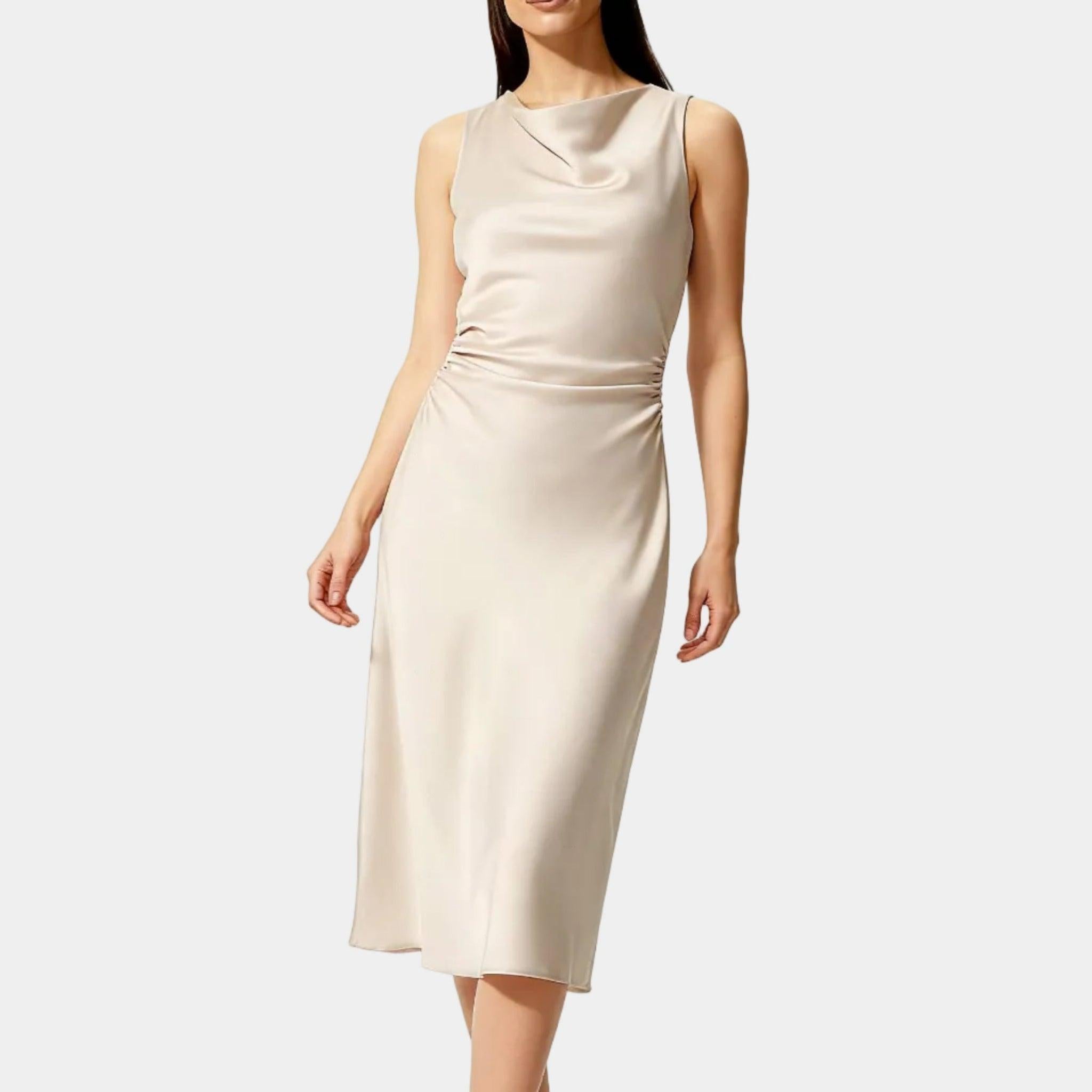Elegant Satin Midi Dress for Women - Evening Wear, Perfect for Parties and Special Occasions
